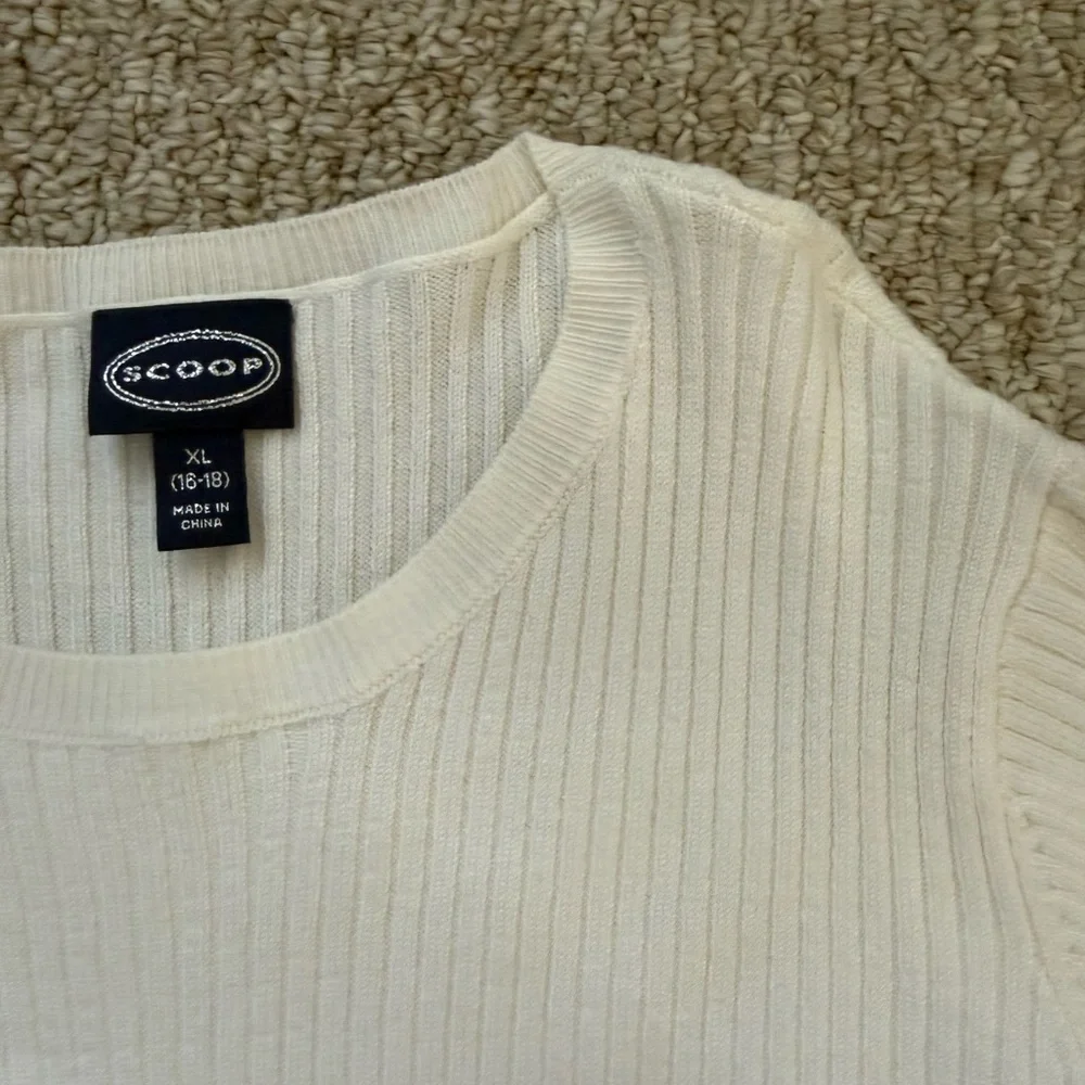 Cream Ribbed Short Sleeve Top - Picture 2 of 7